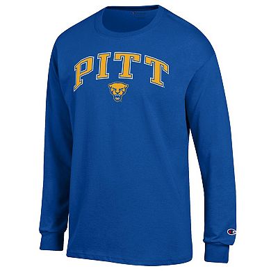 Men's Champion® Royal Pitt Panthers Arch Over Logo Long Sleeve T-Shirt
