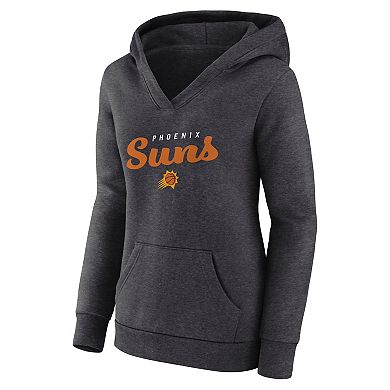 Women's Heather Charcoal Phoenix Suns Triumphant V-Neck Pullover Hoodie