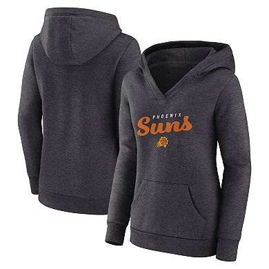 Women's Heather Charcoal Phoenix Suns Triumphant V-Neck Pullover Hoodie