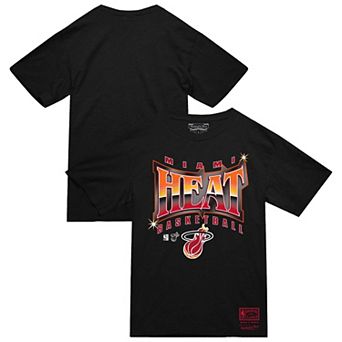 Men's Mitchell & Ness Black Miami Heat Worldwide Collection Glow Up T-Shirt