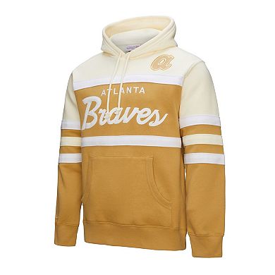 Men's Mitchell & Ness Tan/Cream Atlanta Braves Head Coach Pullover Hoodie