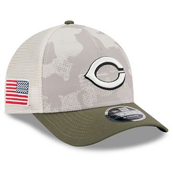Men's New Era Light Beige/Olive Cincinnati Reds 2025 Armed Forces Day 9FORTY M-Crown A-Frame Adjustable Hat