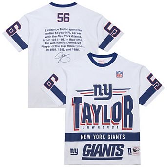 Men's�Mitchell & Ness Lawrence Taylor White New York Giants Name & Number Team Origins Vintage Logo T-Shirt