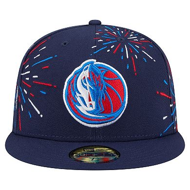 Men's New Era Navy Dallas Mavericks Americana Fireworks 59FIFTY Fitted Hat
