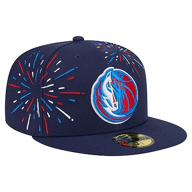 Men's New Era Navy Dallas Mavericks Americana Fireworks 59FIFTY Fitted Hat