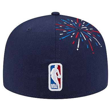 Men's New Era Navy Dallas Mavericks Americana Fireworks 59FIFTY Fitted Hat