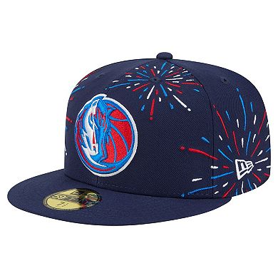 Men's New Era Navy Dallas Mavericks Americana Fireworks 59FIFTY Fitted Hat