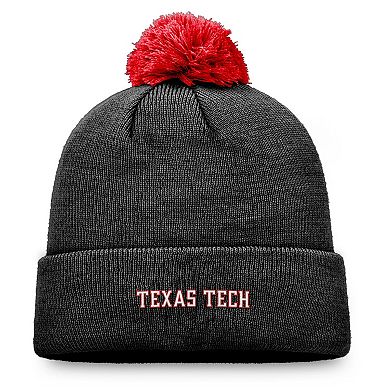 Youth Top of the World Black Texas Tech Red Raiders Tow Cuffed Knit Hat with Pom
