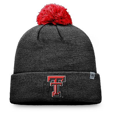 Youth Top of the World Black Texas Tech Red Raiders Tow Cuffed Knit Hat with Pom