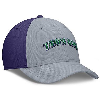 Men's Nike Gray/Purple Tampa Bay Rays Rise Swoosh Performance Flex Hat