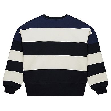 Women's Mitchell & Ness Navy/Black Minnesota Twins Cooperstown Collection Blocked Fleece Pullover Sweatshirt