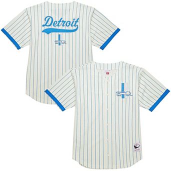 Men's�Mitchell & Ness Cream Detroit Lions Final Seconds Vintage Logo Mesh Button-Up Shirt