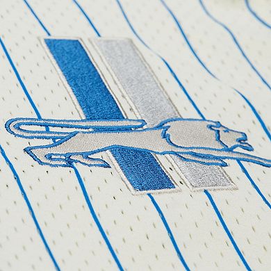 Men's Mitchell & Ness Cream Detroit Lions Final Seconds Vintage Logo Mesh Button-Up Shirt