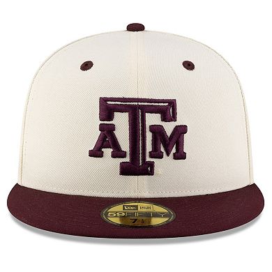 Men's New Era Cream/Maroon Texas A&M Aggies On-Field 59FIFTY Fitted Hat
