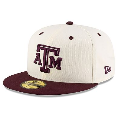 Men's New Era Cream/Maroon Texas A&M Aggies On-Field 59FIFTY Fitted Hat