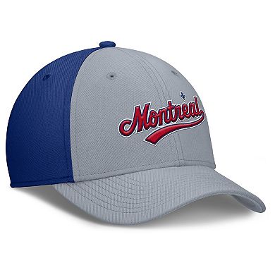 Men's Nike Gray/Blue Montreal Expos Rise Swoosh Performance Flex Hat