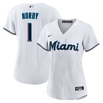 Women's Nike Connor Norby White Miami Marlins Home Replica Jersey