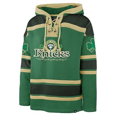 Men's '47 Kelly Green New York Knicks McLucky Superior Lace-Up Pullover Hoodie