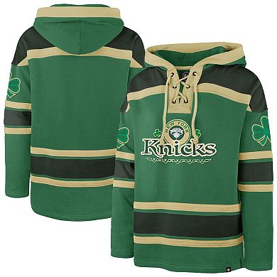 Men's '47 Kelly Green New York Knicks McLucky Superior Lace-Up Pullover Hoodie