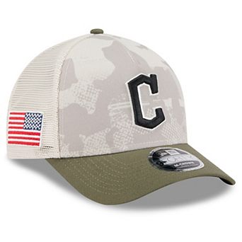 Men's New Era Light Beige/Olive Cleveland Guardians 2025 Armed Forces Day 9FORTY M-Crown A-Frame Adjustable Hat