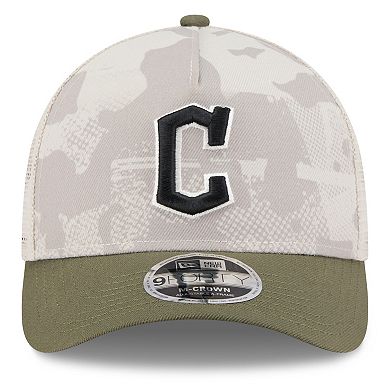 Men's New Era Light Beige/Olive Cleveland Guardians 2025 Armed Forces Day 9FORTY M-Crown A-Frame Adjustable Hat