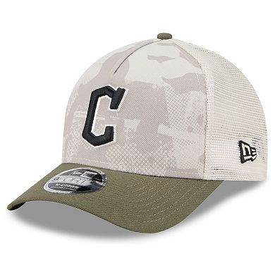 Men's New Era Light Beige/Olive Cleveland Guardians 2025 Armed Forces Day 9FORTY M-Crown A-Frame Adjustable Hat