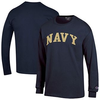 Men's Champion Navy Navy Midshipmen Basic Arch Long Sleeve T-Shirt