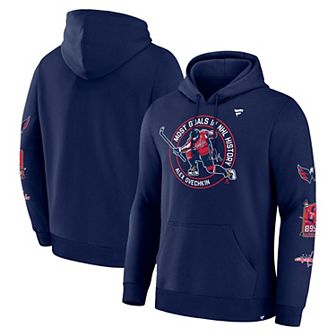Men's Fanatics Alexander Ovechkin Athletic Navy Washington Capitals NHL All-Time Leading Goal Scorer Badges Pullover Hoodie