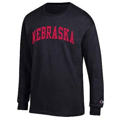 Men's Champion Black Nebraska Huskers Basic Arch Long Sleeve T-Shirt