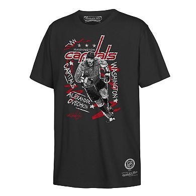 Youth Mitchell & Ness Alexander Ovechkin Black Washington Capitals Chalked Up T-Shirt