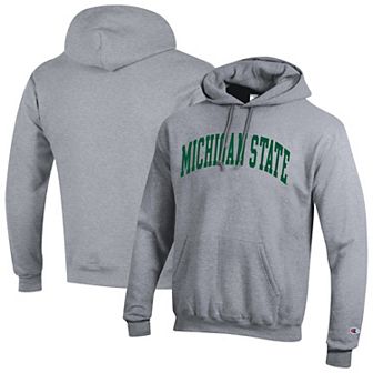 Men's Champion Heather Gray Michigan State Spartans Basic Arch Fleece Pullover Hoodie