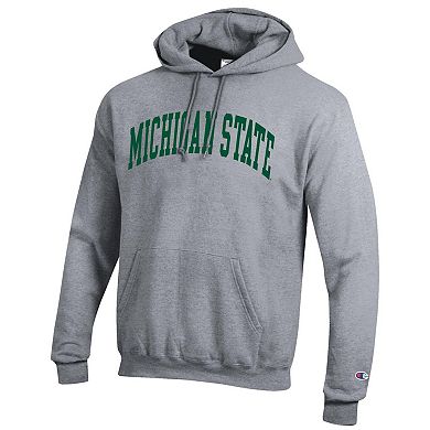 Men's Champion Heather Gray Michigan State Spartans Basic Arch Fleece Pullover Hoodie
