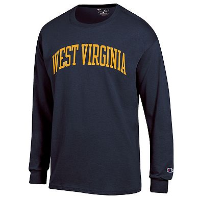 Men's Champion Navy West Virginia Mountaineers Basic Arch Long Sleeve T-Shirt