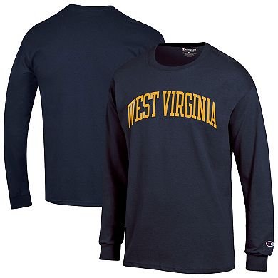 Men's Champion Navy West Virginia Mountaineers Basic Arch Long Sleeve T-Shirt