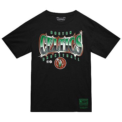 Men's Mitchell & Ness Black Boston Celtics Worldwide Collection Glow Up T-Shirt