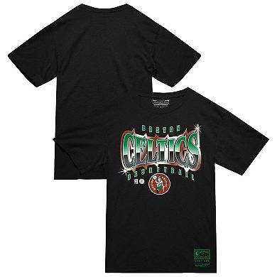 Men's Mitchell & Ness Black Boston Celtics Worldwide Collection Glow Up T-Shirt