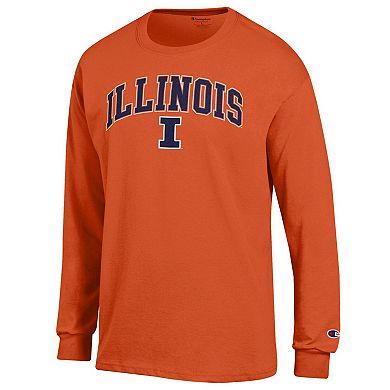 Men's Champion® Orange Illinois Fighting Illini Arch Over Logo Long Sleeve T-Shirt