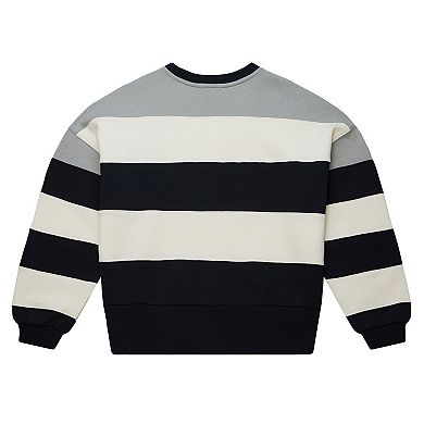 Women's Mitchell & Ness Gray/Black Los Angeles Dodgers Cooperstown Collection Blocked Fleece Pullover Sweatshirt