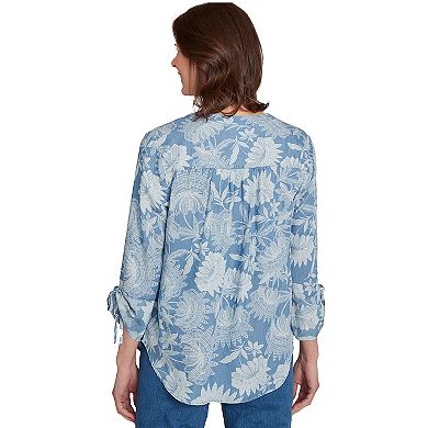 Women's Alfred Dunner Floral Lyocell Long-Sleeve Henley Top