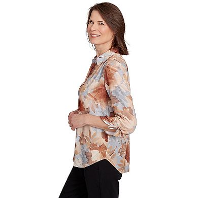 Women's Alfred Dunner Textured Leaf Button Front Top