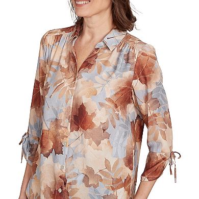 Women's Alfred Dunner Textured Leaf Button Front Top