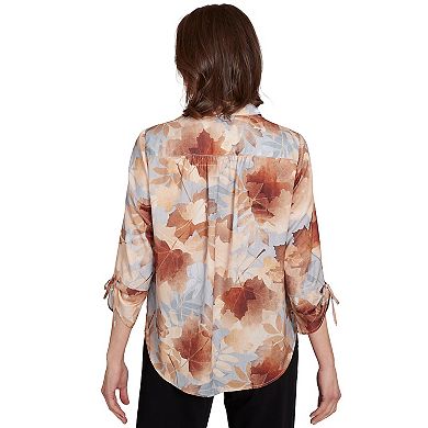 Women's Alfred Dunner Textured Leaf Button Front Top