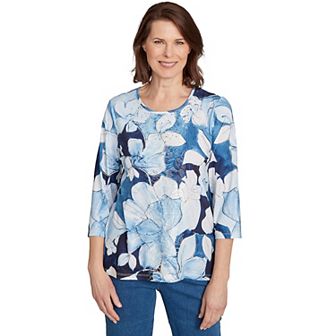 Women's Alfred Dunner Monotone Floral Embellished Top