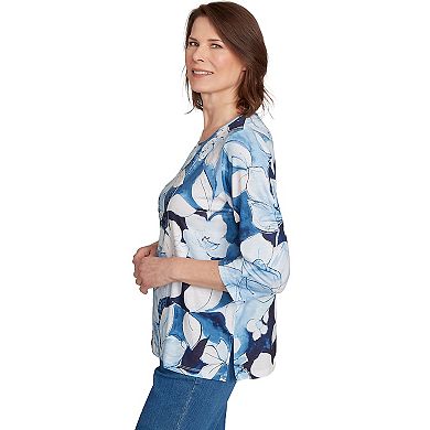 Women's Alfred Dunner Monotone Floral Embellished Top