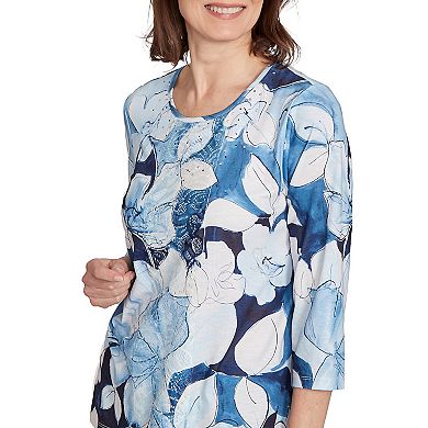 Women's Alfred Dunner Monotone Floral Embellished Top
