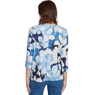 Women's Alfred Dunner Monotone Floral Embellished Top