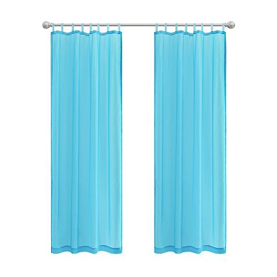 Awesome Home Voile Sheer Set of 2 Decorative Tab Top Window Curtain Panels