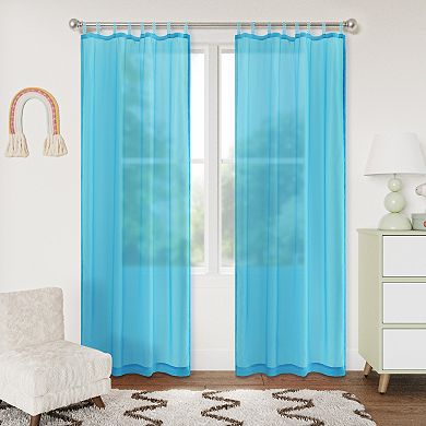Awesome Home Voile Sheer Set of 2 Decorative Tab Top Window Curtain Panels