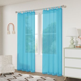 Awesome Home Voile Sheer Set of 2 Decorative Tab Top Window Curtain Panels