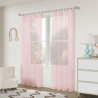 Awesome Home Voile Sheer Set of 2 Decorative Tab Top Window Curtain Panels